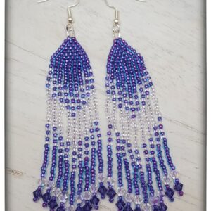 Purple & Clear Crystal Beaded Earrings