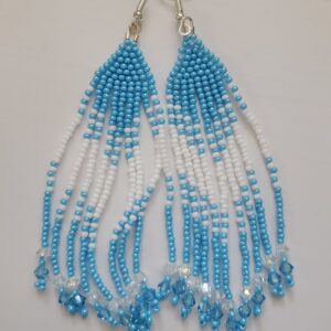 Blue and White Crystal Beaded Earrings