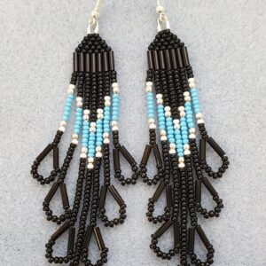 Black and Blue Beaded Earrings
