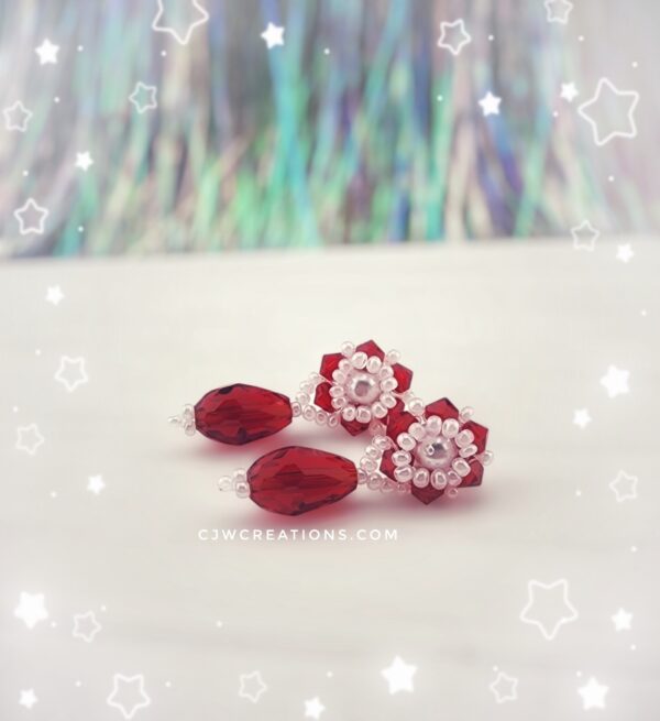 Tiny Flower Earrings with drop - Image 3